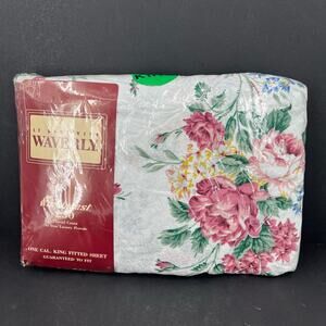 Waverly Fieldcrest floral 250 thread count no iron luxury percale fitted sheet